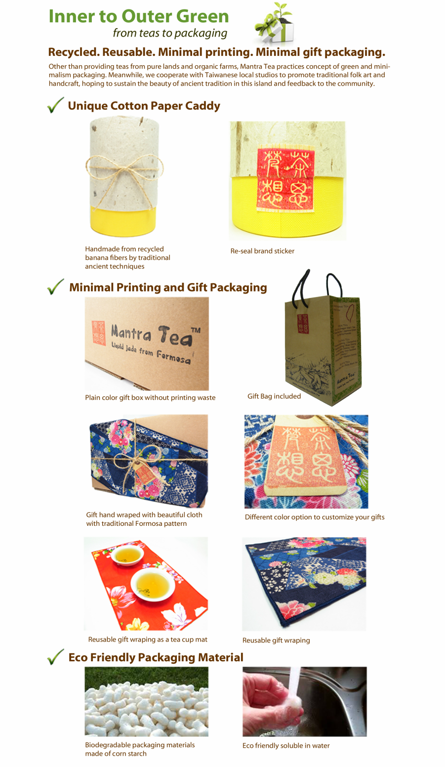 Handmade tea gift wrapping eco friendly packaging